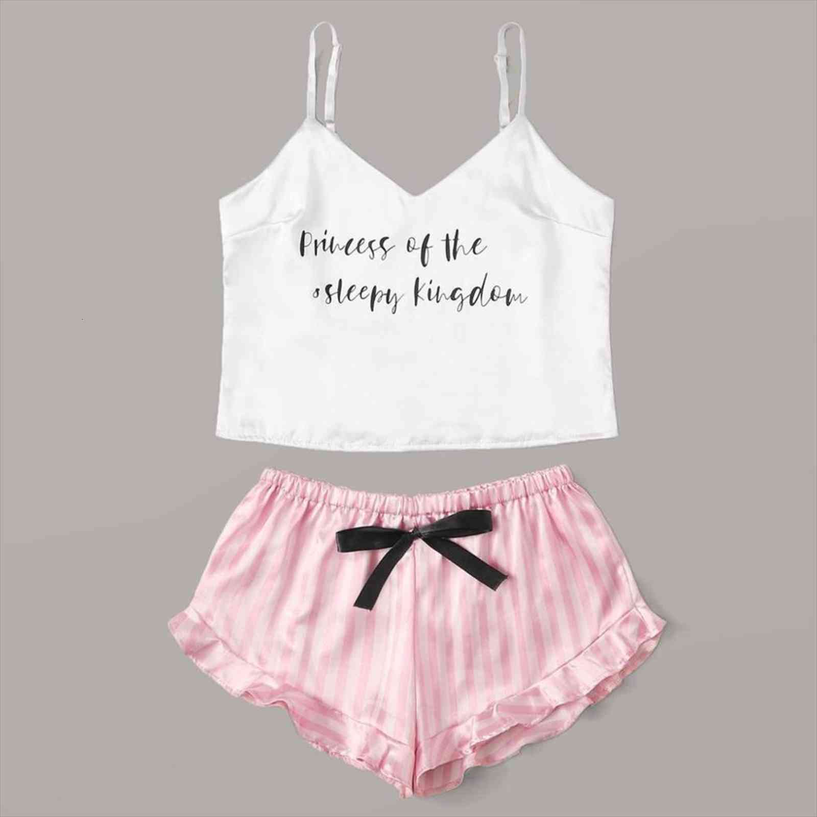 

striped satin silk lace womens sleepwears floral v neck sleeveless lingerie nightwear shorts pajamas sets, Black;red