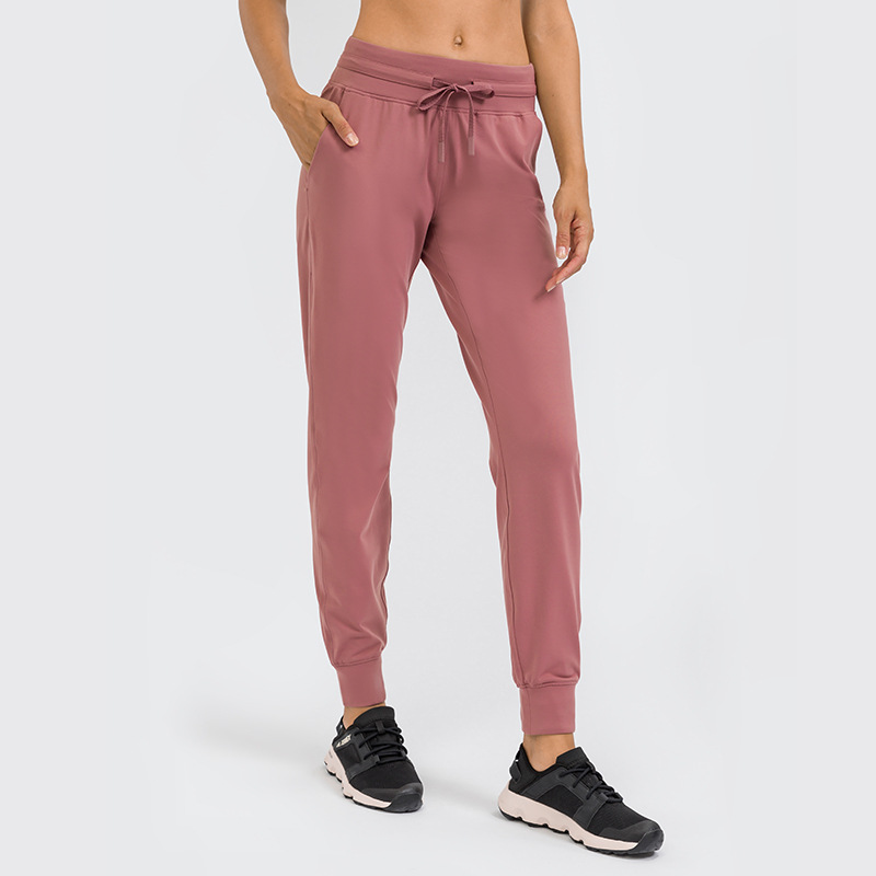 

L069T Outdoor Fashion Jogger Pants Women Fitness Yoga Outfit Lady Loose Straight Tights Breathable Soft Training Sport Trousers With Pockets, Deep carbon ash