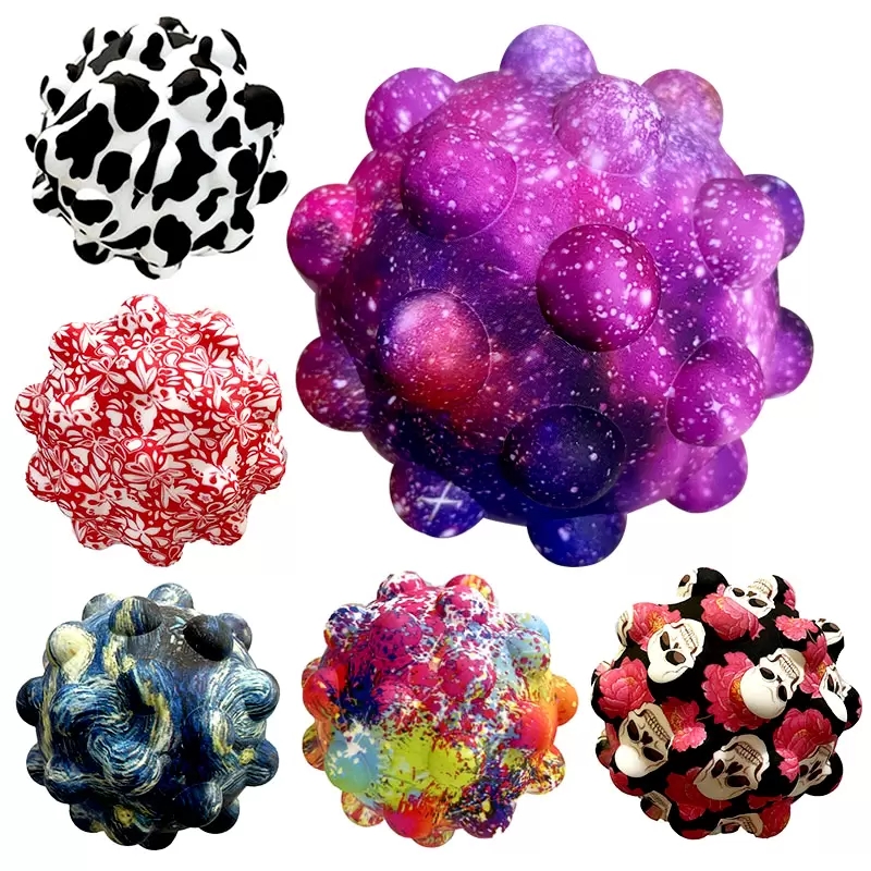 

New Printed Ball Fidget toy Push its Bubble Soft Relieve Stress Squeeze Toy Antistress Squishy Balls for kids 2022