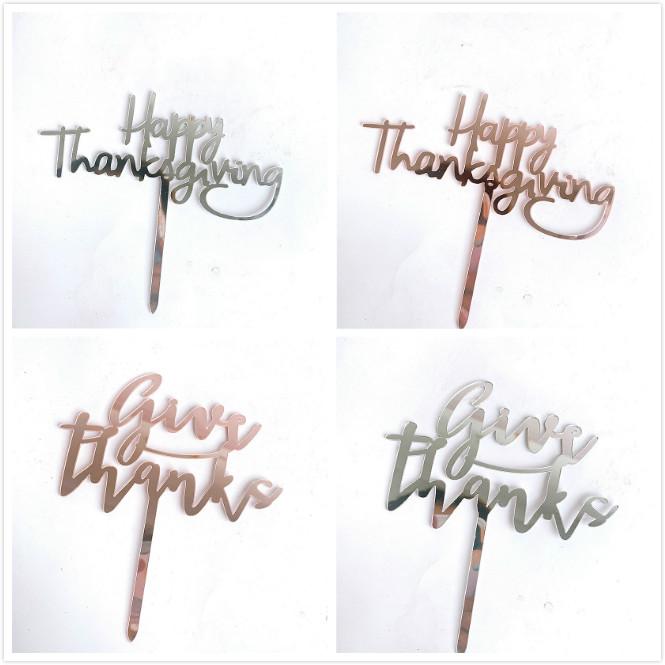 

Other Festive & Party Supplies Rose Gold Acrylic Thanksgiving Cake Topper Thankful Sign Word Decorations For Home