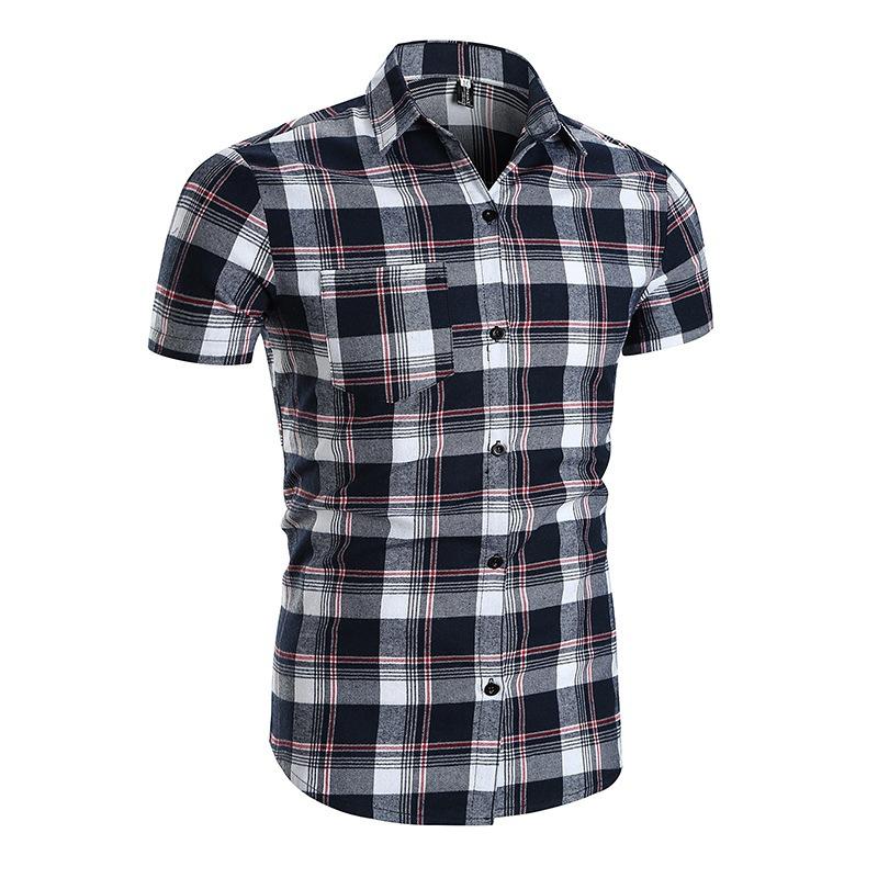 

Men's Casual Shirts 2021 High Quality Striped Shirt Short Sleeve, Blue