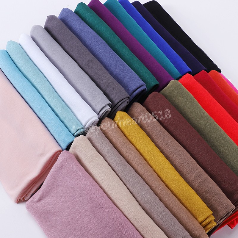 

2022 Fashion Modal Cotton Jersey Hijab Scarf Women Muslim Shawl Plain Soft Turban Head Wraps Islamic Africa Headband