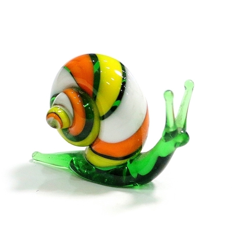 

Handmade Murano Glass Snail Miniature Figurines Ornaments Cute Animal Craft Collection Home Garden Decor Year Gifts For Kids 210811