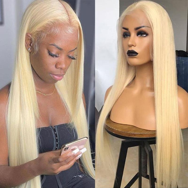 

Virgo 613 Lace Frontal Wig 13x4 Straight Lace Front Wigs HD Transparent Peruvian Remy Colored 613 Blonde Human Hair Wig, 13x4 613 blond wig