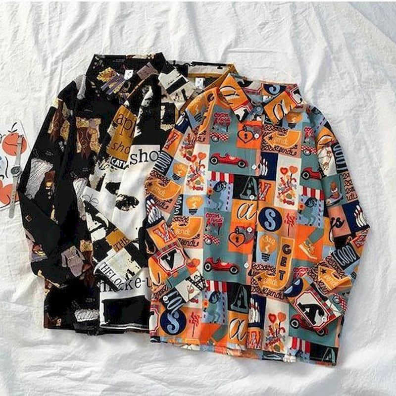 

Blouse Retro Hong Kong style shirt women summer thin outer wear all-match sunscreen printing autumn long-sleeved clothes 210526, 1809