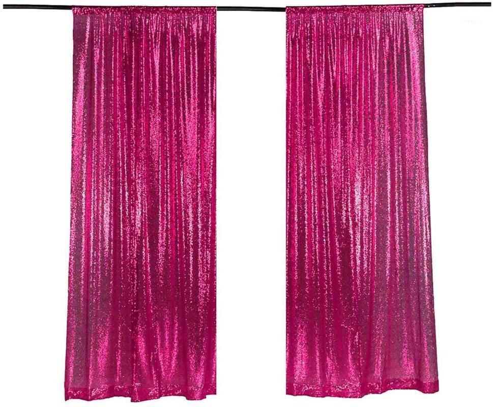 

Party Decoration Sequin Backdrop 8FTx2FT Fuchsia Curtain Panels Fabric Pography Background Wedding Po Booth Baby Shower