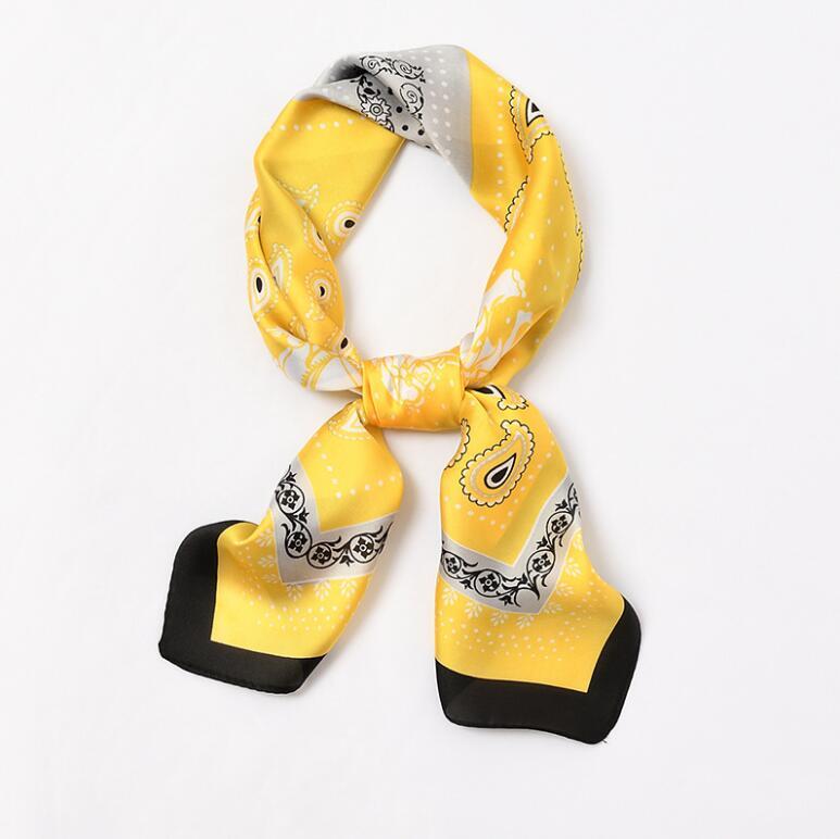 

Scarves Yishine 2021 70x70cm Women Multifunction Polyester Silk Scarf Cashew Flowers Satin Small Square Wraps Neckwear