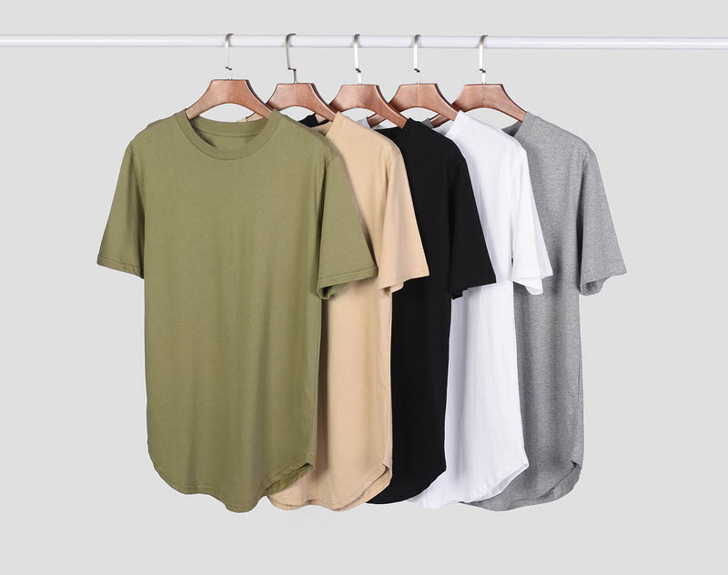 

Men' T Shirt Extended Streetwear T-Shirt Men clothing Curved Hem Long line Tops Swag Hip Hop Urban Blank, Black