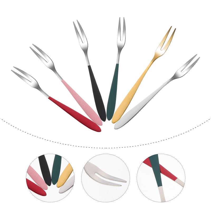

Dinnerware Sets 6 Pcs Dessert Fork Delicate Fruits Cake Forks Luxury For Restaurant