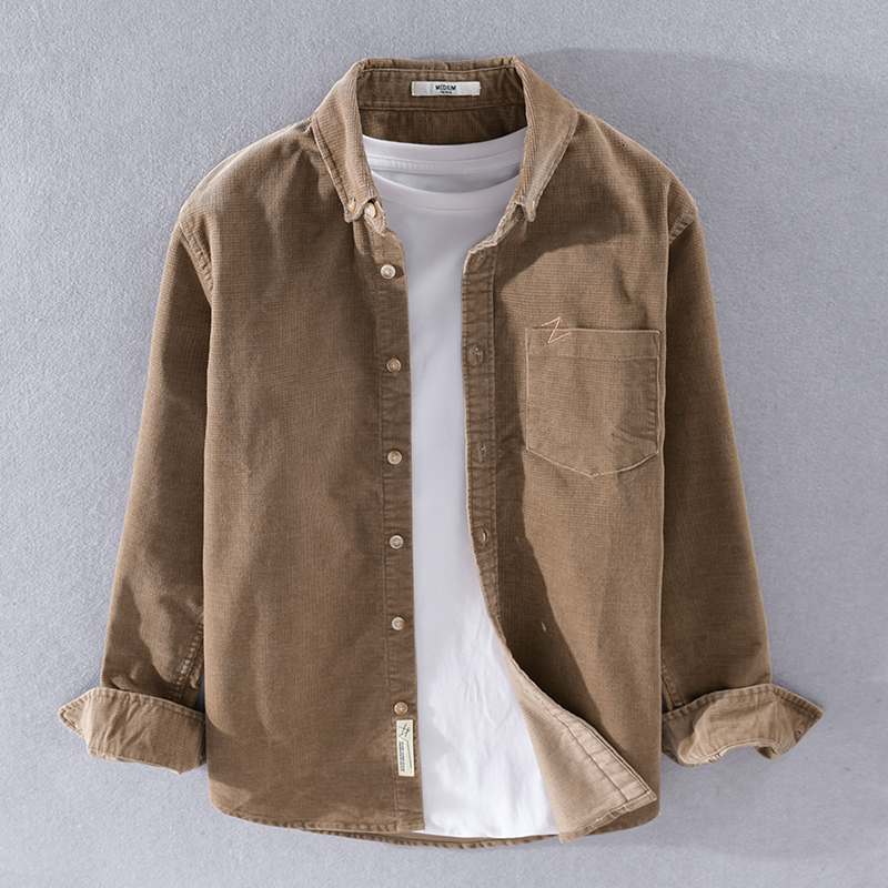

2021 Cotton Veet Spring Long-sleeved Wear Khaki Men's Shirts to the Men of Comfortable Fashion 8sz9, Dark gray.