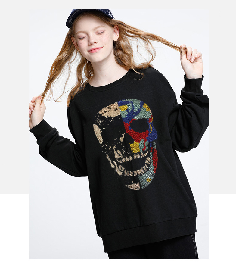 

2021 New Hoodies Sweatshirts Diamond Stone Pullover Women Winter Hot Drill Fleece Streetwear Outwear Qm7w, As shown