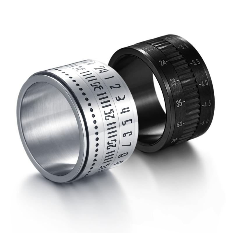 

Cluster Rings YWSHK Men's Gift Ring Multi Layer Spinner Rotating Arabic Calendar Time Titanium Steel Finger Hobby & Collection Wholesale