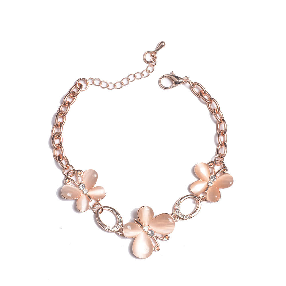 

style champagne gold jewelry simple Bracelet flower butterfly women wear Korean hand, Golden;silver