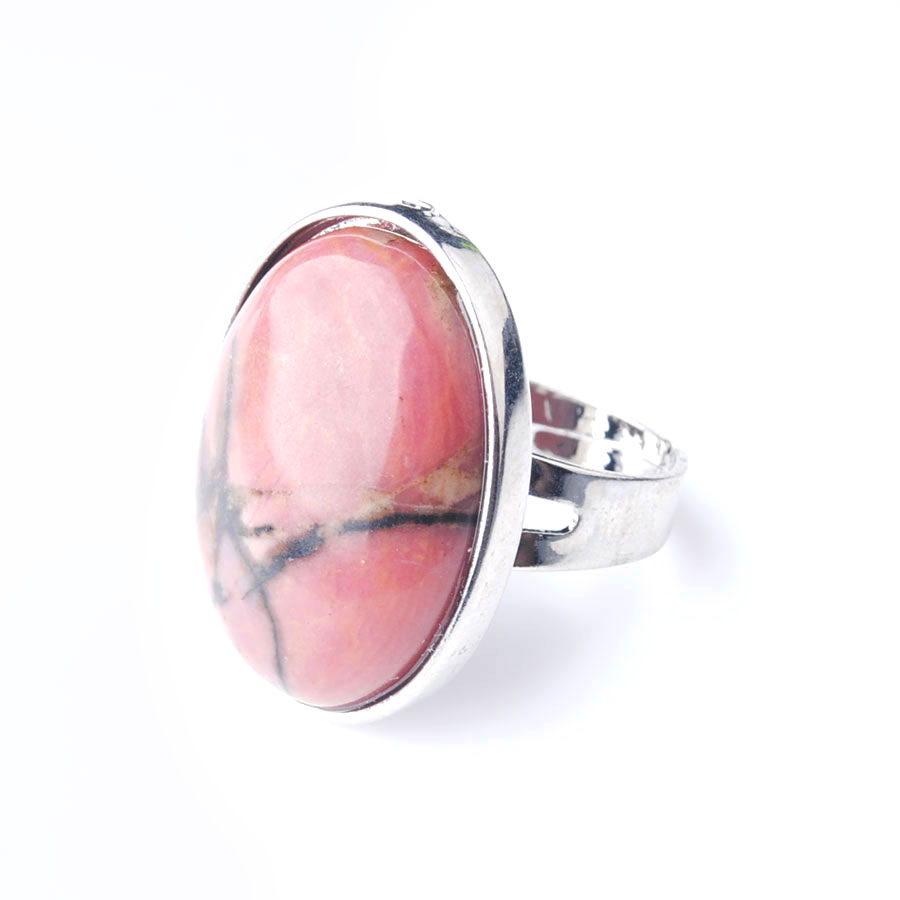 WOJIAER ovale pierre gemme naturelle Rhodochrosite bagues bague de fête pour hommes femmes bijoux Z9163