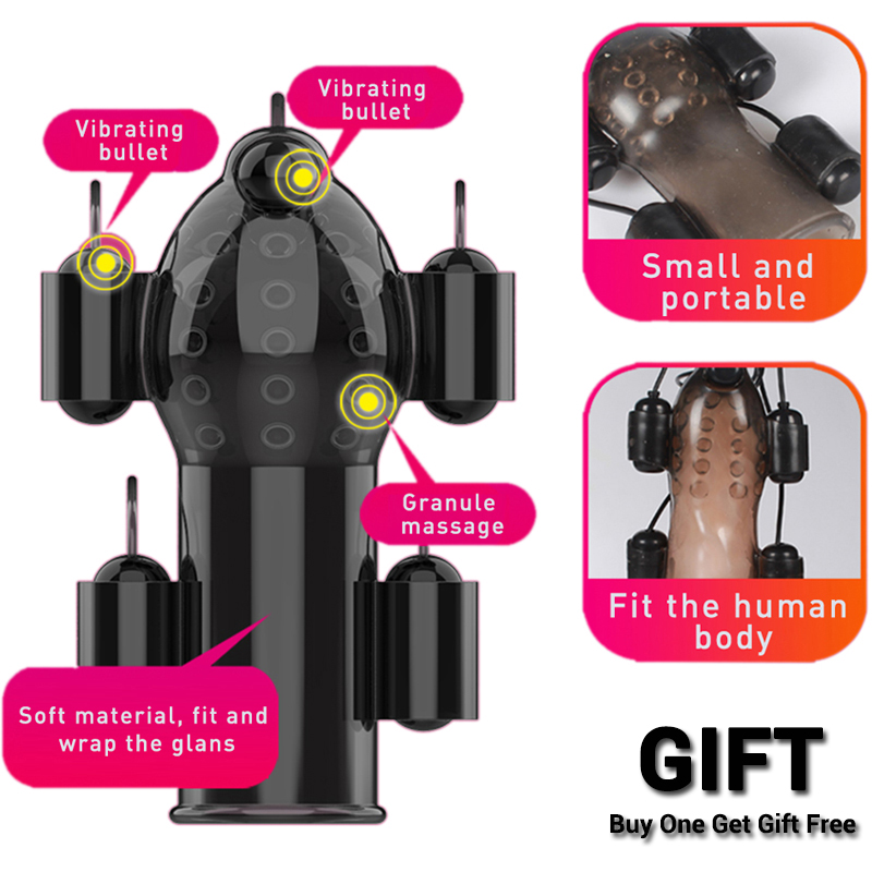 Adult Sex Toy For Men Penis Massager With 2 Caps Male Masturbator Delay Lasting Trainer Sex Products Glans Vibrator For Male-image-733808174