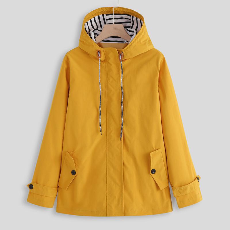 

Women's Jackets Outdoor Sports Waterproof Windproof Warm Jacket Women Solid Color Hooded Raincoat Long Sleeve Female Coat Outwear#A, Black;brown