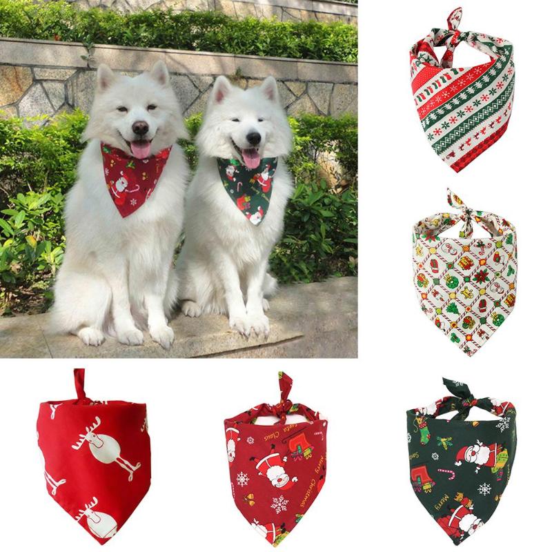 

Dog Apparel Christmas Pet Puppy Santa Elk Snowflake Bandana Bibs Towel Scarf Neckerchief Product Accessories