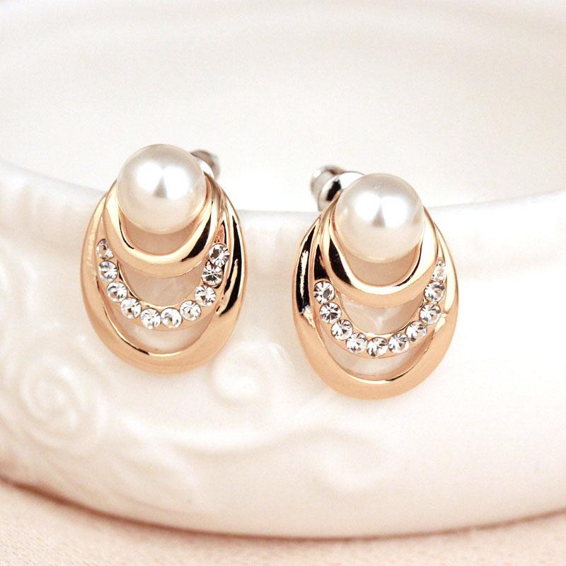 

Stud Three-layer Simulated Pearl Earrings Circle Earring Crystal Female Party Gift Elegant Wedding Jewelry Wholesale