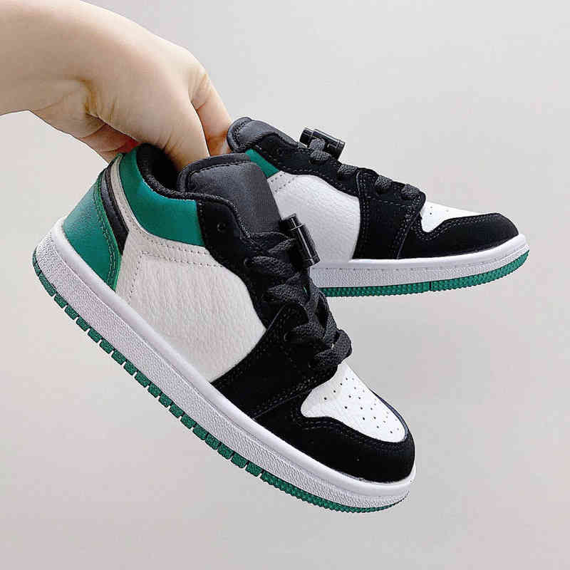 

Tee 2021 Kids Shoe Brown Low Children Sports Basketball Shoes Pine Green Game Royal 1 High OG 1s Sneakers Baby Toddler Trainers Size 24-35, Black