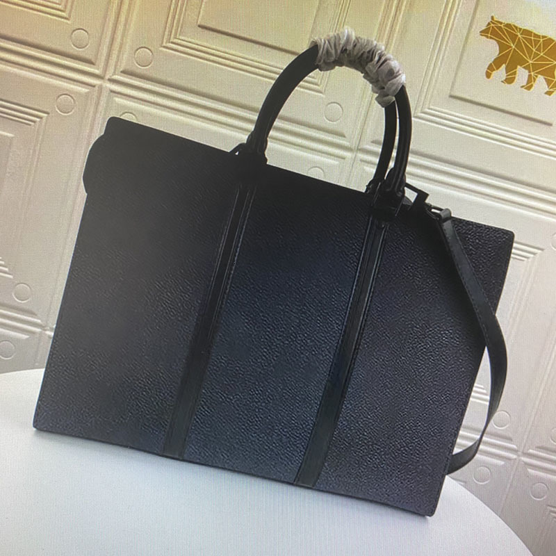 

M45265 Sac Plat Horizontal Zippe Briefcase Business Crossbody Handbag Fashion Men Shoulder Bag Canvas Leather Laptop Bag Man Computer Bags, Black flower