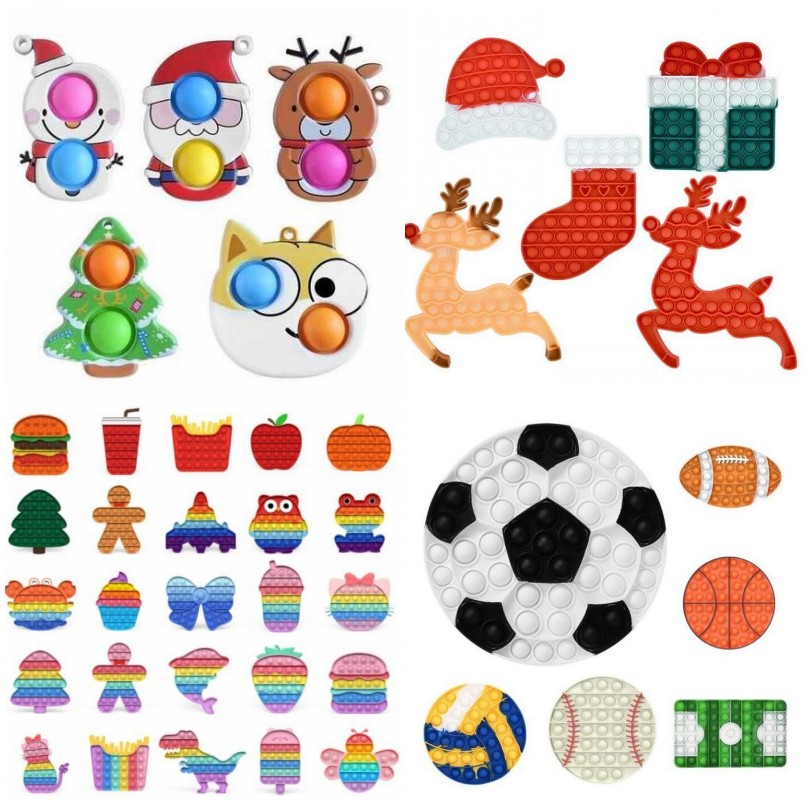 

US STOCK Fidget Toys Favor Push It Bubble Antistress Christmas Anti-stress Sensory Reusable Squeeze Gifts Stress Reliever Pencil bag Coin Purse CN03