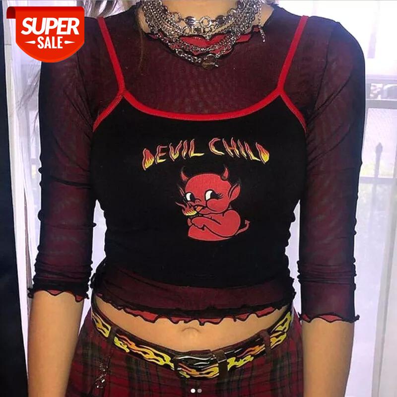 

Women Summer Backless Slim Camisole Top Streetwear Tops Ladies Sexy Demon Print Spaghetti straps Patchwork Crop Top #oX74, White