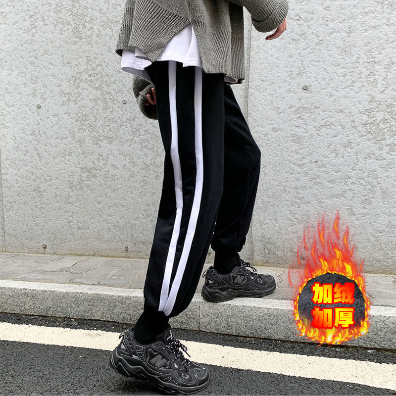 

2021 New Males Thicken Veet Hip Hop-style Hip-hop Pants Fashion Homme Streetwear Black/gray Jogger Sweatpants M-5xl 8j7v