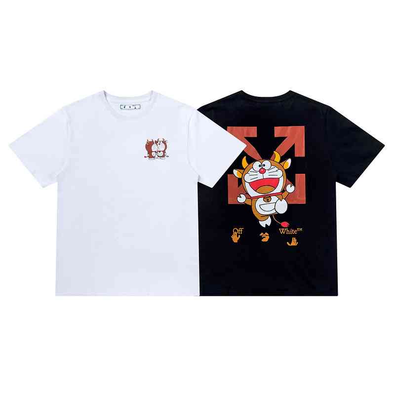 

Off-white2021 Summer Doraemon Cartoon Short Sleeve T-shirt, White