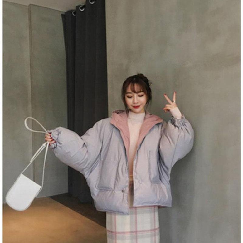 

Women's Jackets 2021 Women Double-Sided Short Down Coat Winter Long-Sleeved Hooded Jacket Warm Coats Portable Outwear, Black;brown