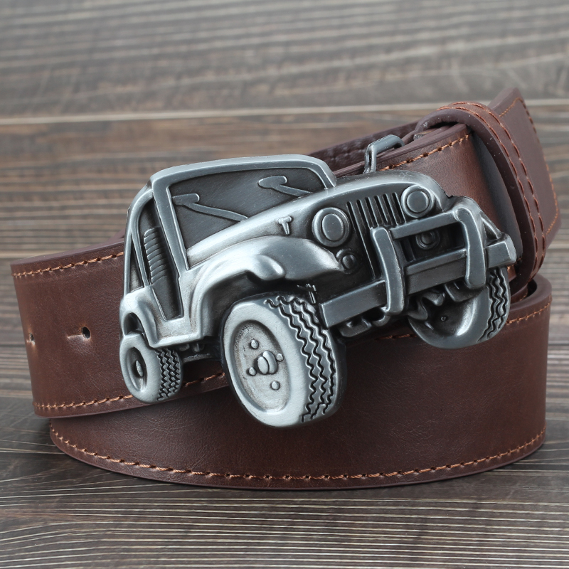

New Vintage Metal Alloy in Shape of the Car for Men's Trousers Jeans Soft Punk Leather Motorcycle Buckle Belts 2021 8vni, Black