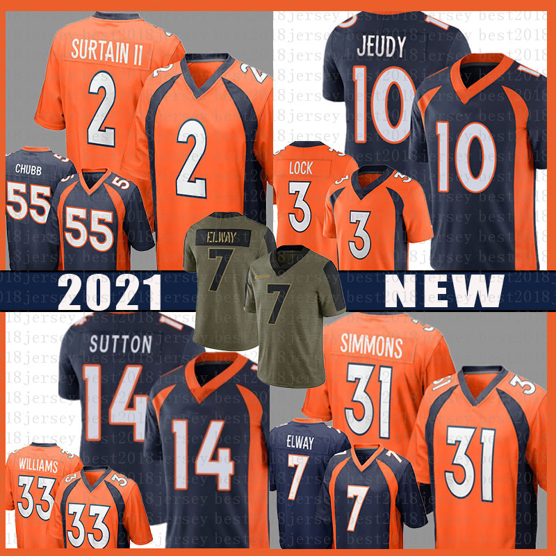 

2 Patrick Surtain II Justin Simmons Jerry Jeudy Football Jersey 5 Teddy Bridgewater Drew Lock Bradley Chubb John Elway Courtland Sutton Surtain II Javonte Williams, 2021 youth size s-xl(ym)