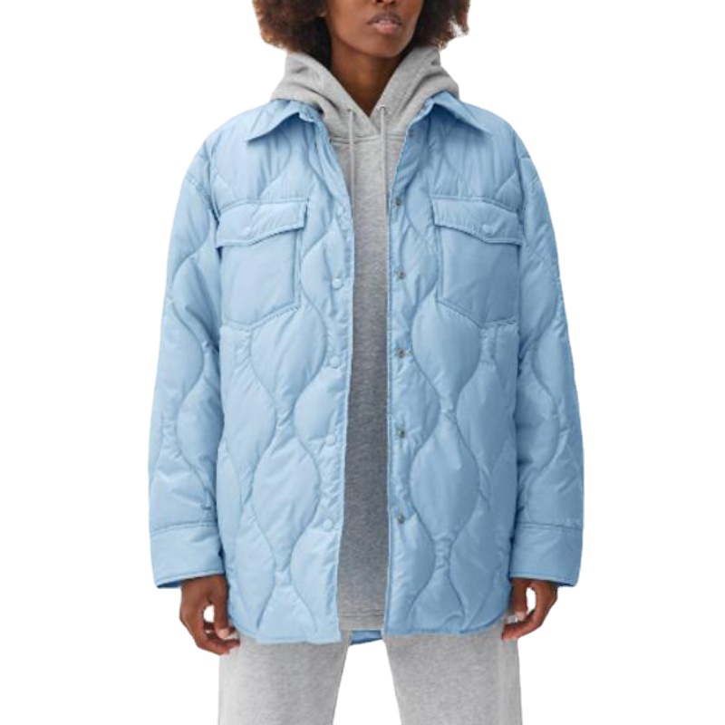 

Msfancy azul qulited casaco feminino harajuru estilo inverno lapela bolsos jaqueta 2021 casual femme manteau Party outwear