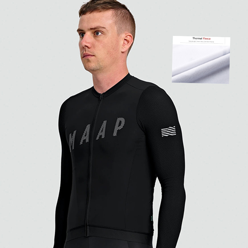 

New Maap 2020 Winter Pro Team Thermal Fleece Men's Cycling Jersey Clothing Mountain Outdoor Bike Tops Wear Bicycle Clothes L0304, Black;white