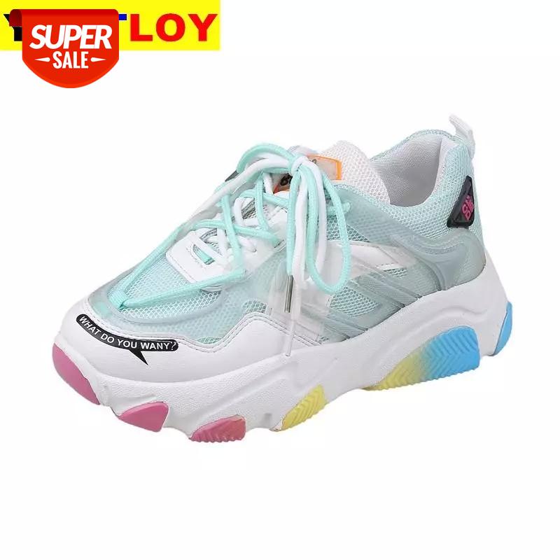 

Women Vulcanized Shoes Summer Tape Sneaker 2020 Spring Autumn Knitting Breathable Shoe Chunky Platform Sneakers Women 36-42 #sS8r