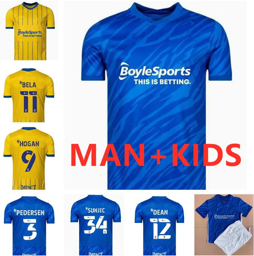 

21 22 Birmingham Soccer Jerseys Lukasz Jutkiewicz Sunjic Dean bela Hogan Pedersen 2021 2022 Sam Gallagher Men Kids Kits home biue away yello, Black;yellow