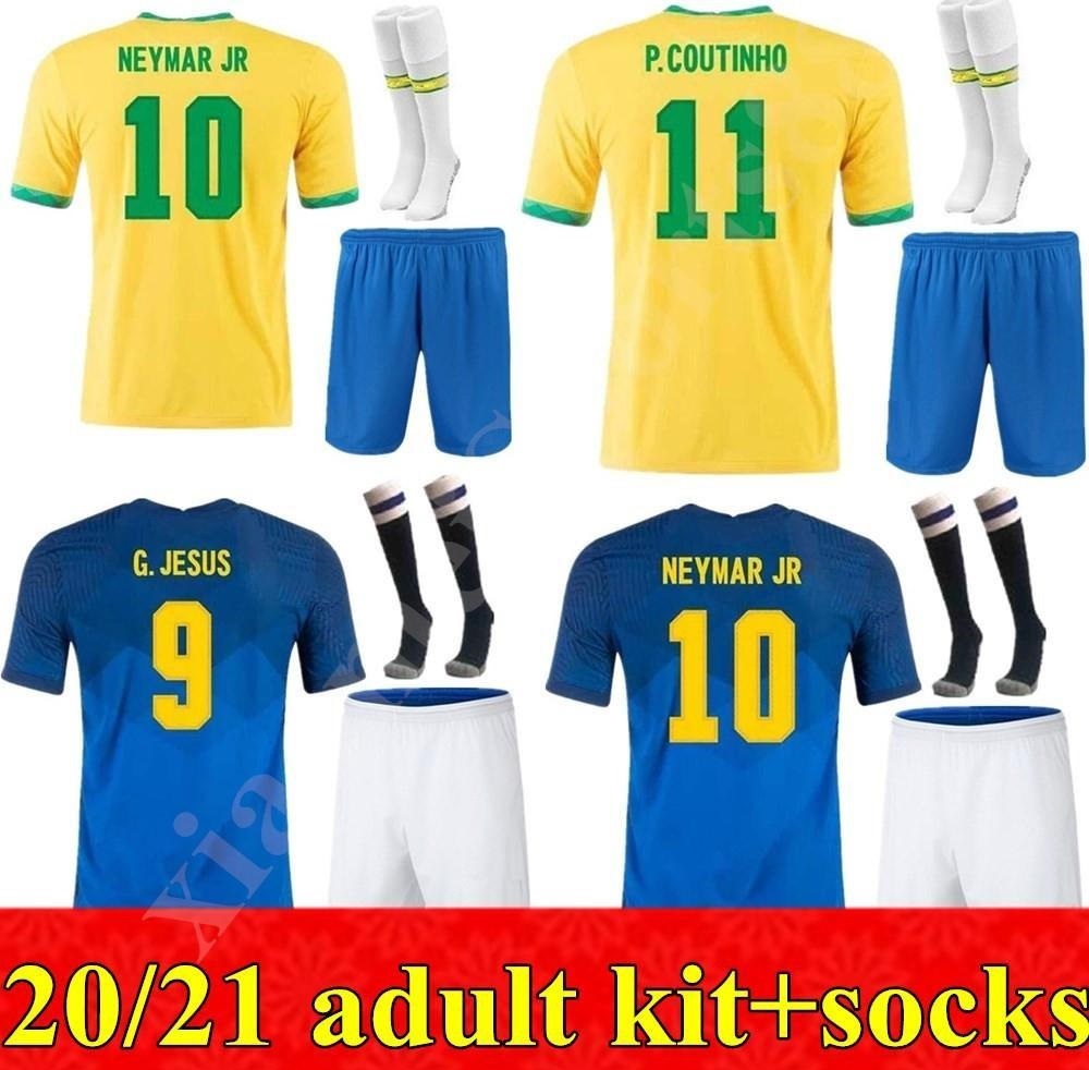 

Adult kit 20 21 national team soccer jersey G.JESUS 2020 2021 NEYMAR JR COUTINHO FIRMINO MARCELO Men kits Brasil Football jerseys Shirt, Away+patch