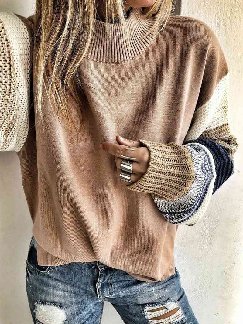 

Men' Sweaters Colour nightgown of the women jumpers long sleeve neck striped mesh oversized cute women' sweater BIBD, 1# shoe box
