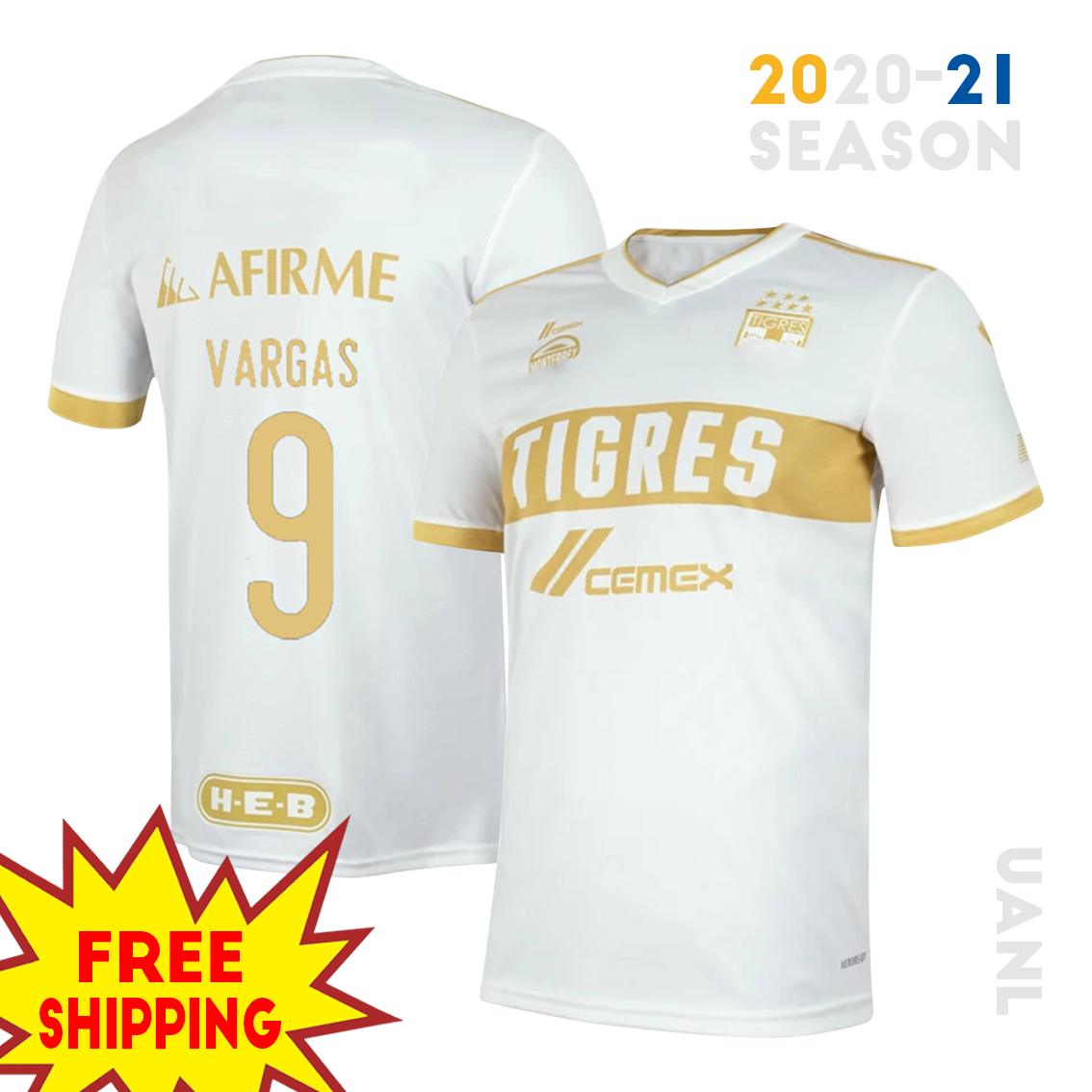 

NEWEST 2020 2021 Season Liga Tigres De La UANL VARGAS 9# GIGNAC 10# Soccer Jersey Second Away High-Quality Man Sweatshirt (Free Shipping)