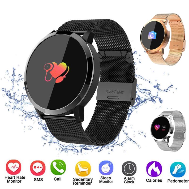 

Wristwatches Smart Wearable Device The Men's Watch Sports Fitness Watches Heart Rate Pedometer Step Calculation IP67 Waterproof Clock Women, Blue leather