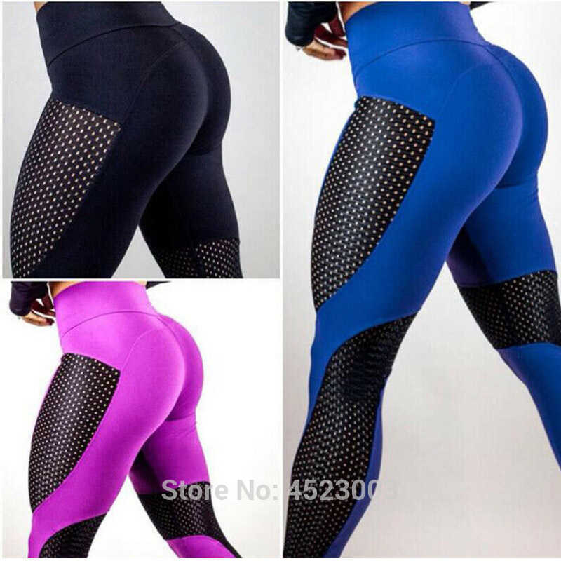 

Women High Waist Leggings Push Up Workout Mesh Breathable Fitness Pants Q0803, Black