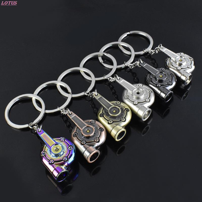 

Keychains Mini Turbo Turbocharger Keychain Spinning Turbine Key Chain Ring Keyring Keyfob Car Interior Accessories Sale