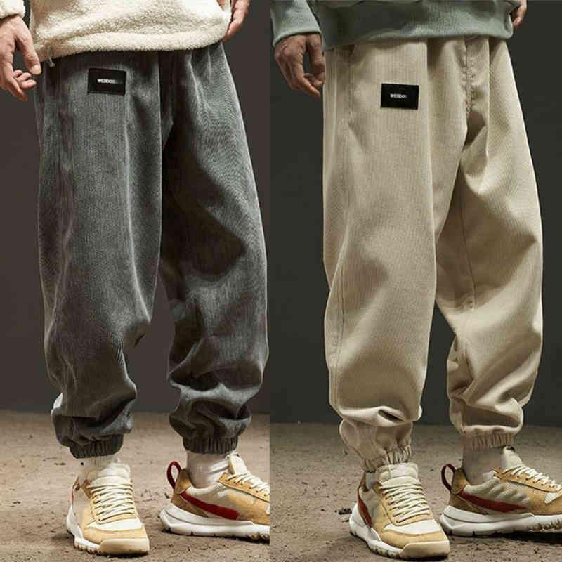 

Trousers Casual Men Corduroy Pants New Style Loose Trousers Outdoor Comfortable Harem Big Size Pantalones De, Gray spring pants