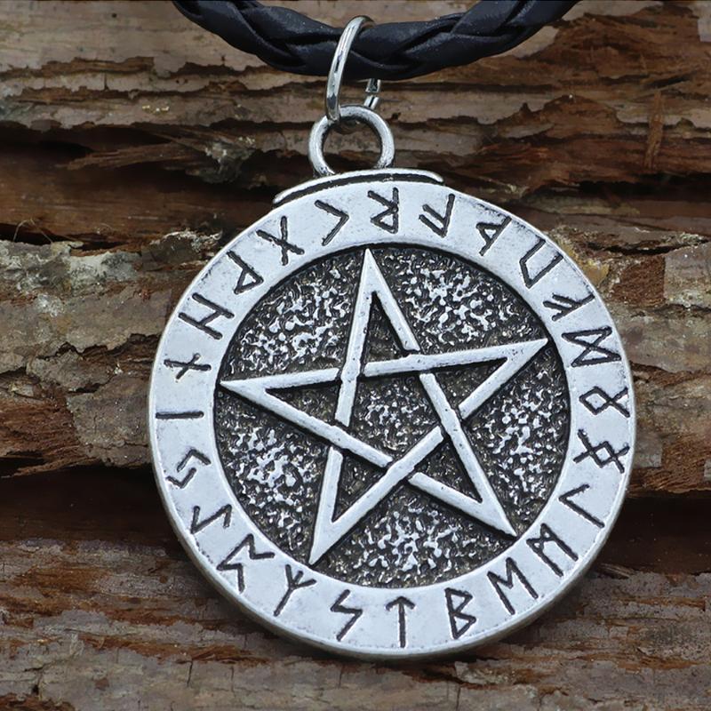 

Pendant Necklaces Arrival Norse Mythology Viking Pentagram Runes Metal Necklace Jewelry, Silver