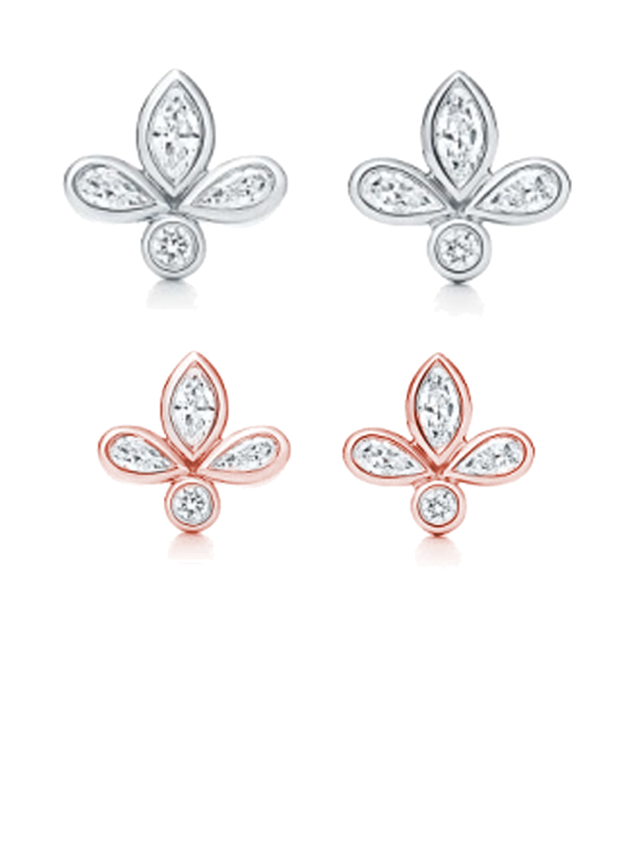 

designer earrings stud piercing fashion for women silver and gold zircon clover style wedding party
