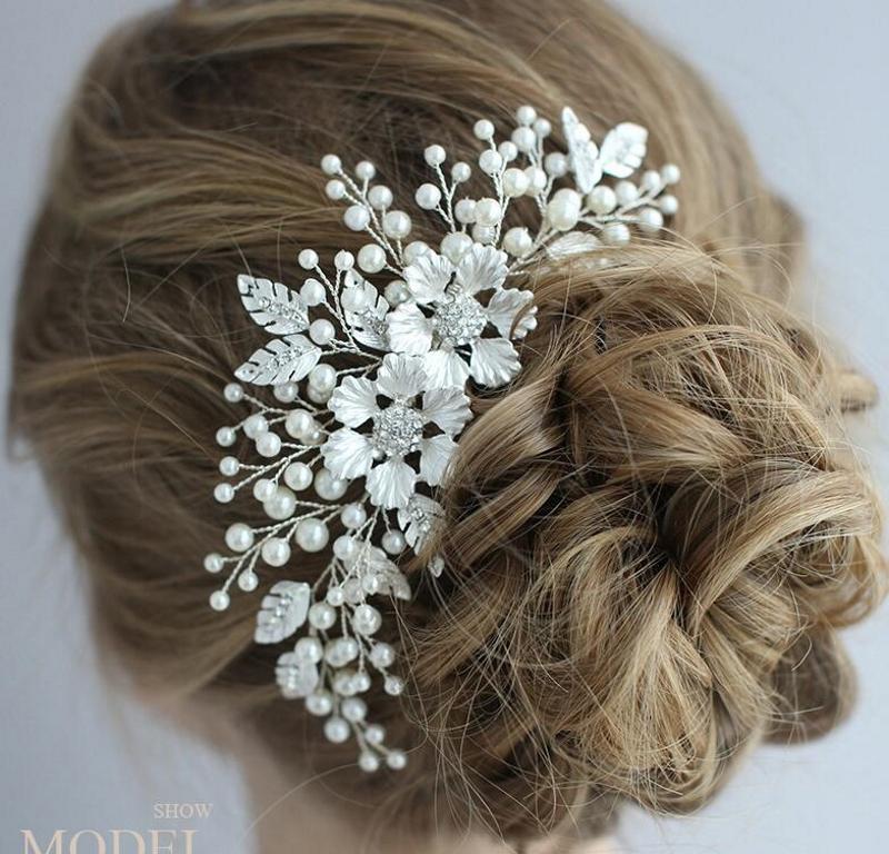 

Headpieces Bridal Tiara Hair Comb European And American Wedding Dress Accessories Pearl Handmade Flower