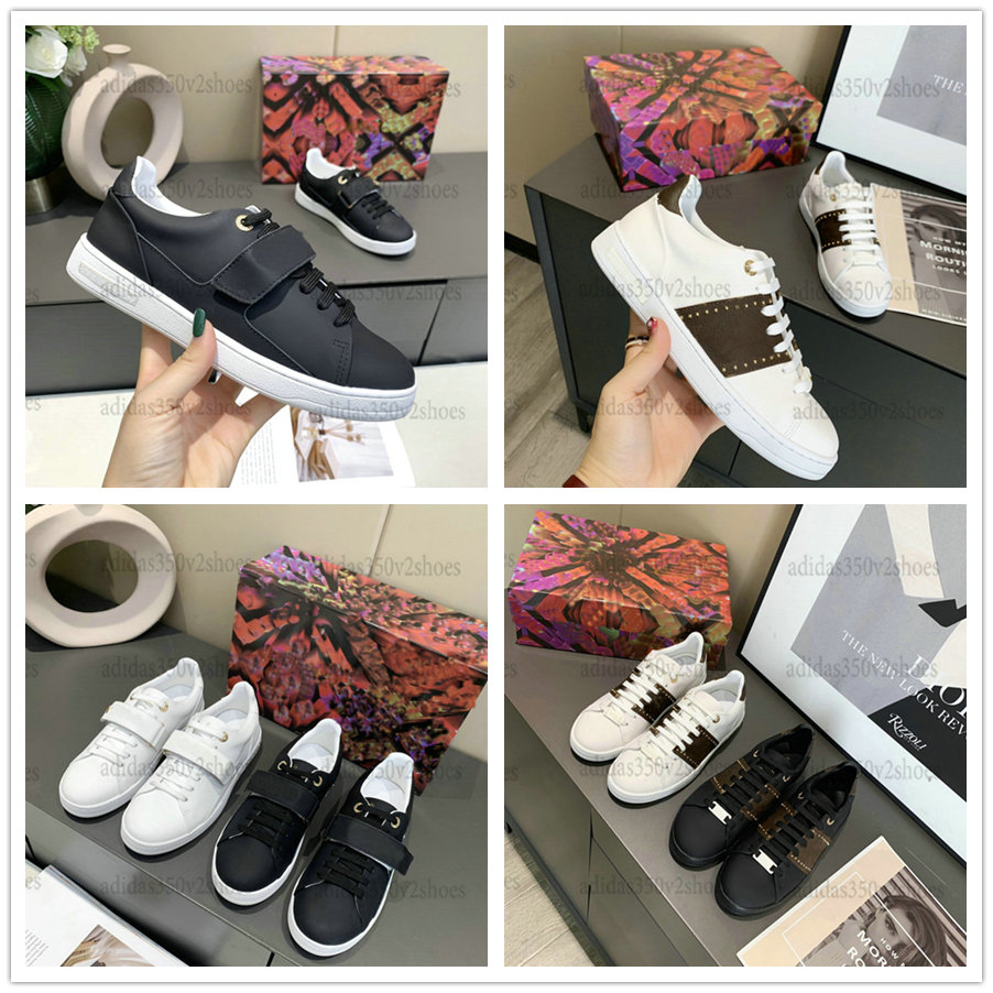 

Frontrow Trainer Sneakers Calfskin Monograms White Leather Women Designer Shoe Flat Black Trainers RUN AWAY Tennis Shoes