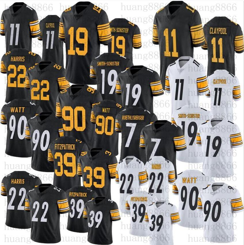 

Men women youth football 22 Najee Harris 19 JuJu Smith-Schuster 90 T.J. TJ Watt Minkah Fitzpatrick 11 Chase Claypool 7 Roethlisberger Jersey, Black;red