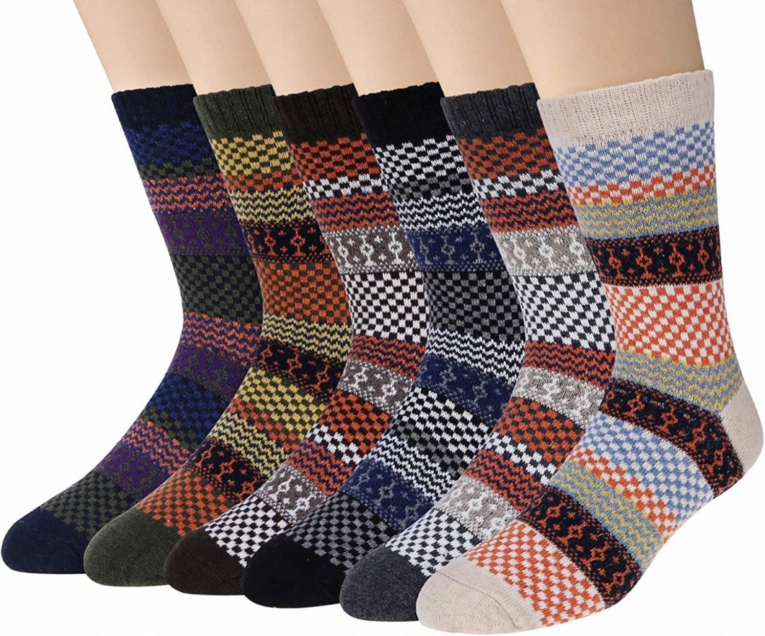 

Men's Socks 6 Pairs Winter Wool Socks Mens Thermal Nordic Warm for y37l#, Amber