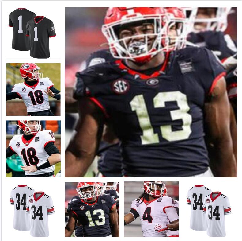 

Custom UGA Georgia Bulldogs Top College Football jersey 40TH 100TH Blankenship Fromm Swift George Pickens Stetson Bennett IV Zamir White JT, Black