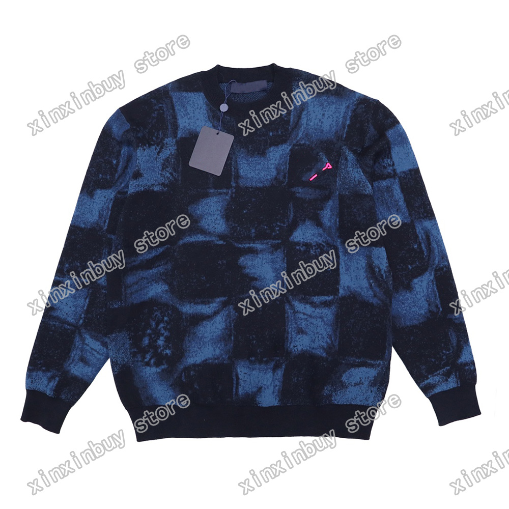 

21ss Designers Sweaters luxury Mens Womens Jacquard lattice letters print Man Paris Fashion Tee Top Quality Tees Street luxurys blue gray, White;black